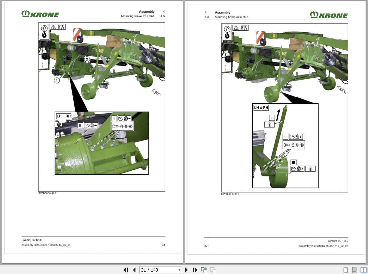 Krone Rotary Rakes Swadro TC 1250 Assembly Instructions 150001743 00 EN (2)