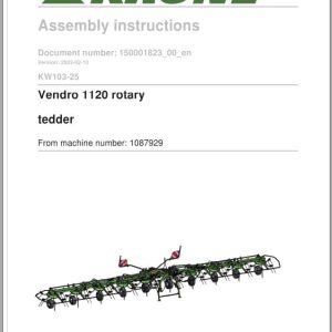 Krone Rotary Tedder Vendro 1120 Assembly Instructions 150001823 00 EN (1)