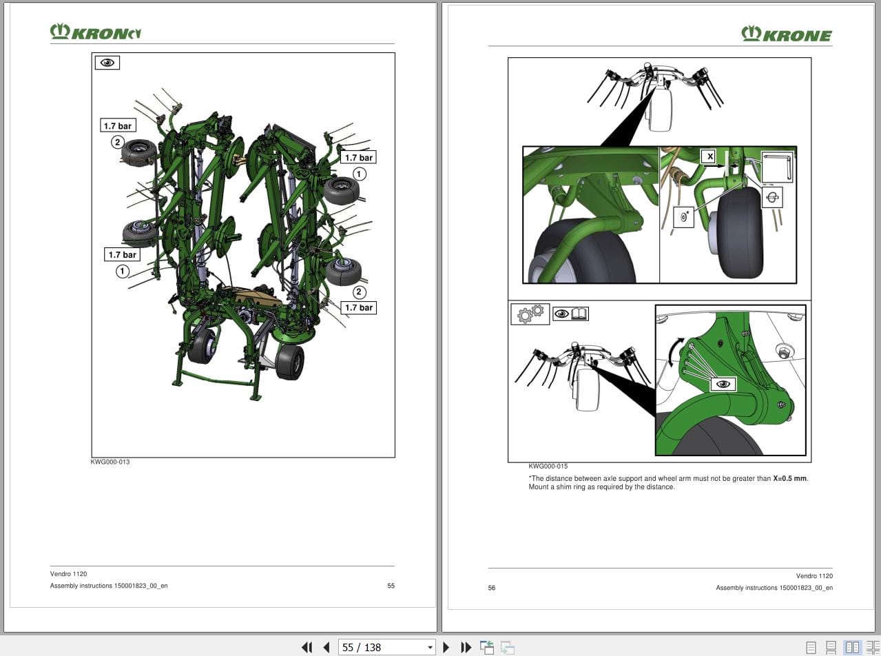 Krone Rotary Tedder Vendro 1120 Assembly Instructions 150001823 00 EN (2)