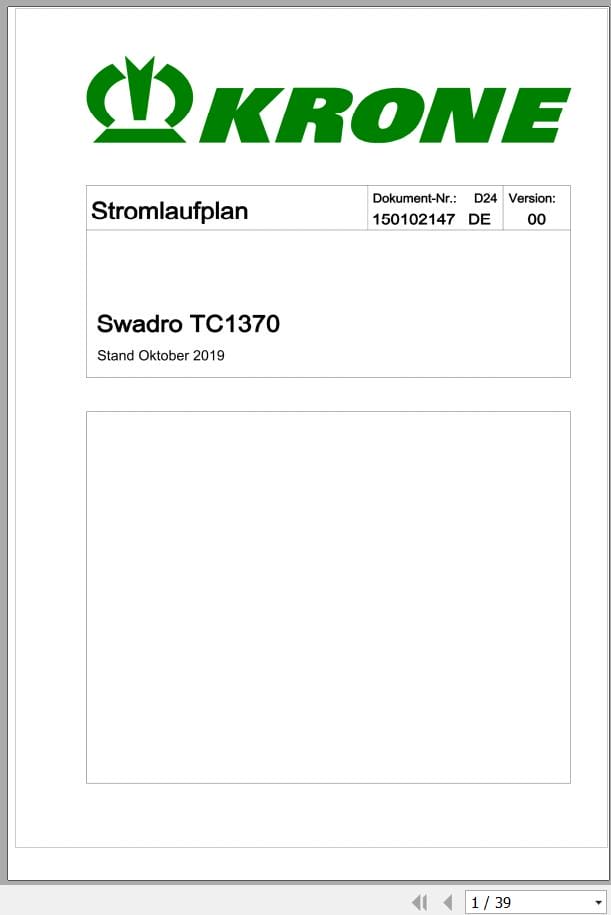 Krone Rotor Rake Swadro TC1370 Electric Cirtuit Diagram (1)