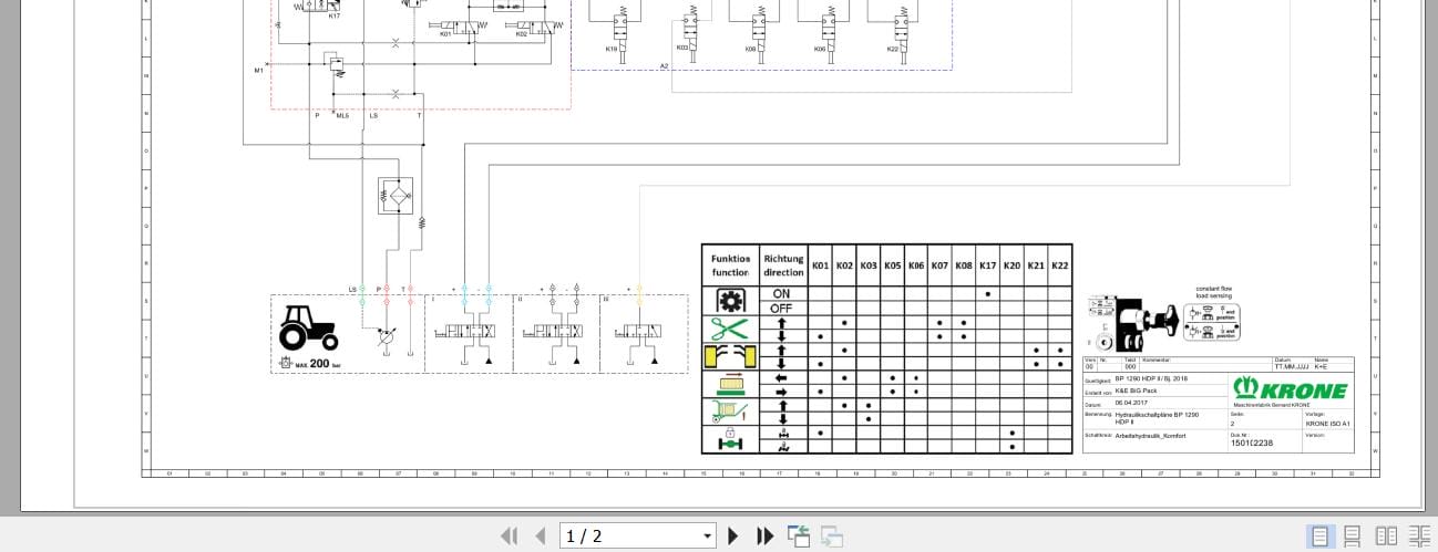 Krone Square Baler BP 1290 HDP Hydaulic Diagram (1)
