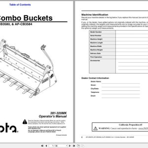 Kubota 4 in 1 Combo Buckets AP CB3574 AP CB3580 AP CB3584 Operating Manual 381 320MK (1)