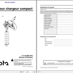 Kubota Auger For Compact Loader AP CSA10 Operator Manual 317 407MK FRC FR (1)