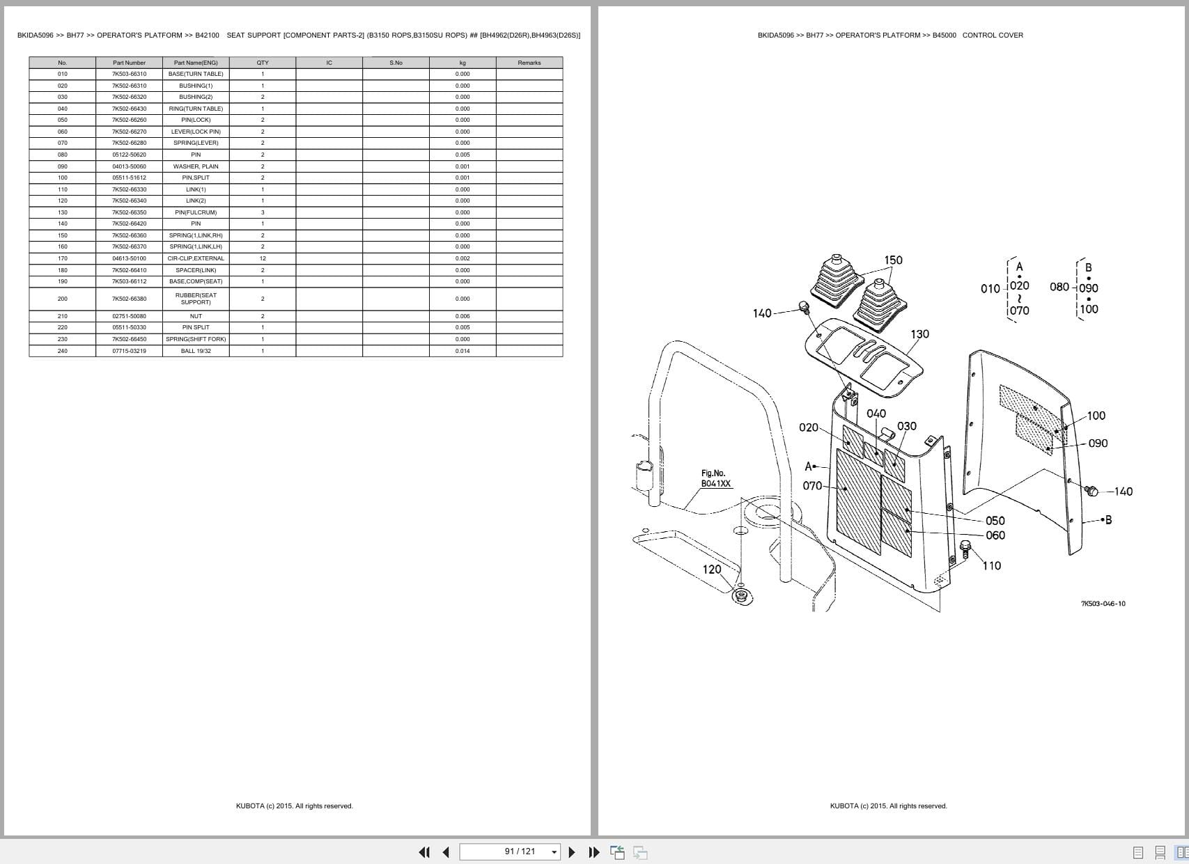 Kubota Backhoe BH77 Australia Parts Catalog (2)