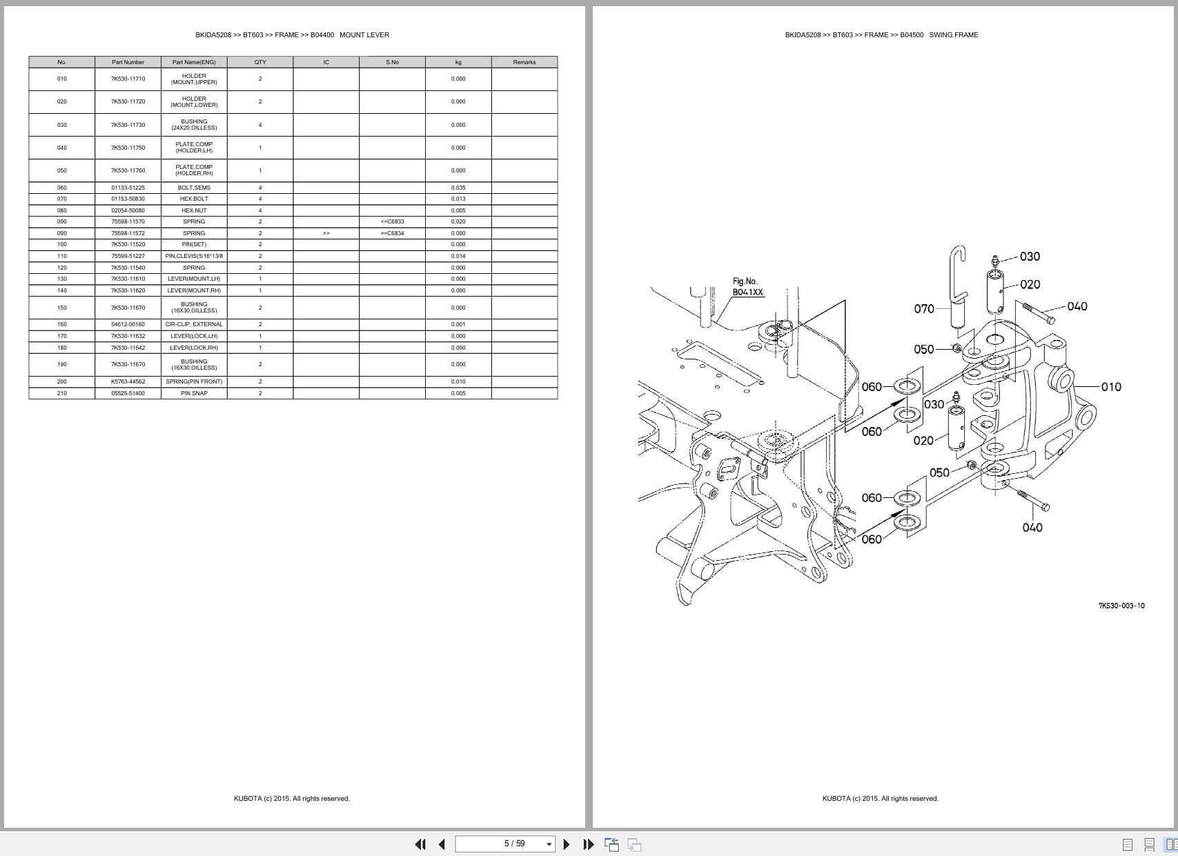 Kubota Backhoe BT603 Australia Parts Catalog (2)