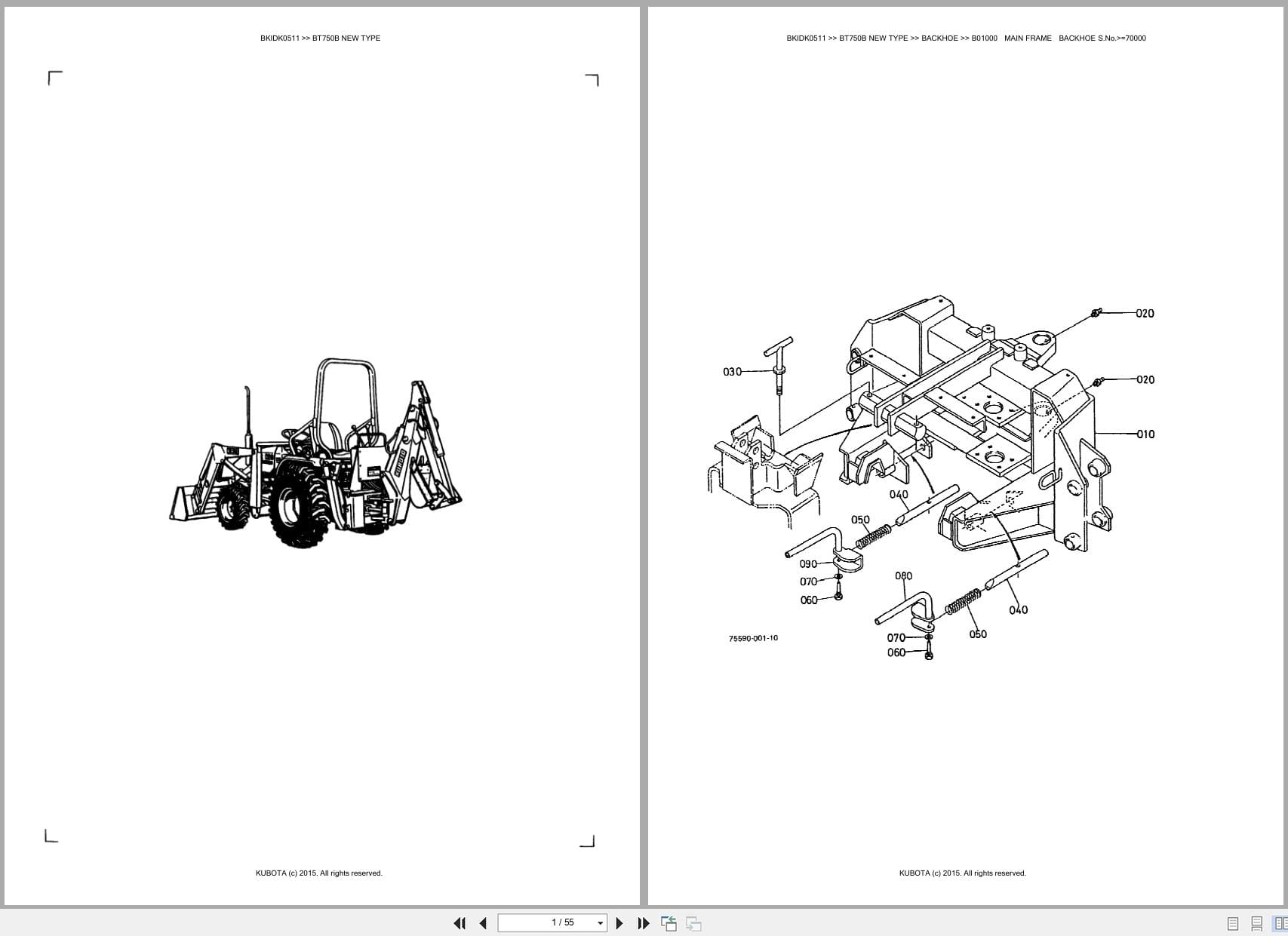 Kubota Backhoe BT750B New Type Australia Parts Catalog (1)