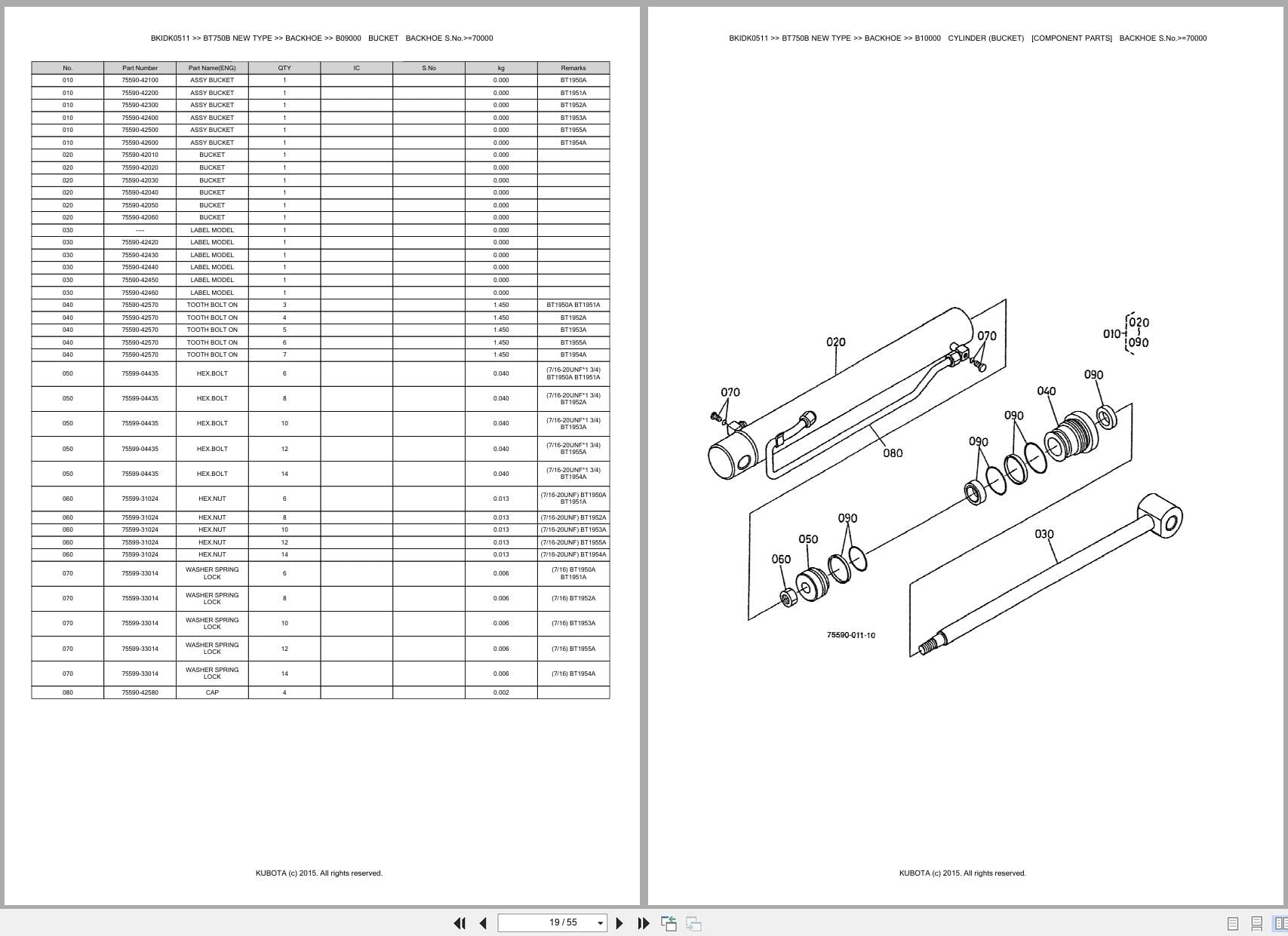 Kubota Backhoe BT750B New Type Australia Parts Catalog (2)