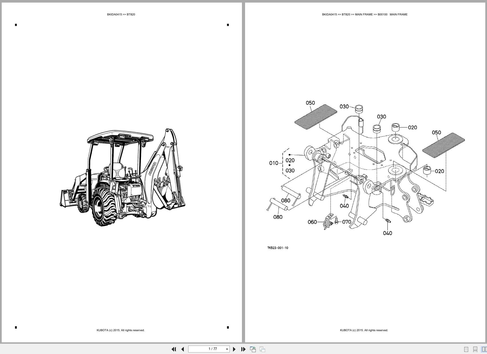 Kubota Backhoe BT820 Australia Parts Catalog (1)