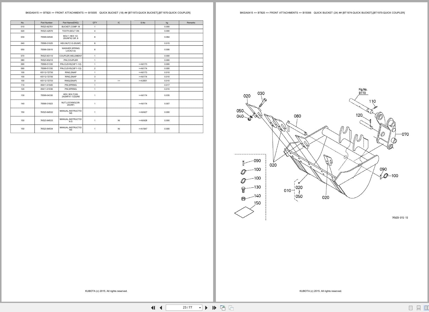 Kubota Backhoe BT820 Australia Parts Catalog (2)