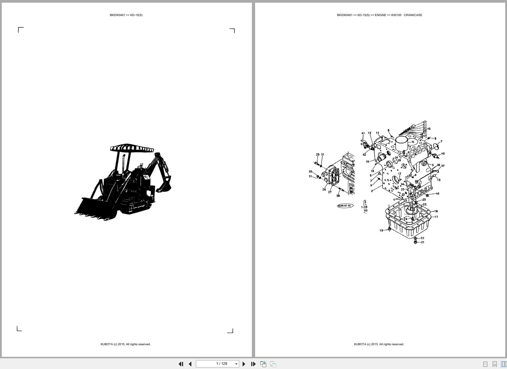 Kubota Backhoe Loader KD 15 KD 15S Australia Parts Catalog (1)