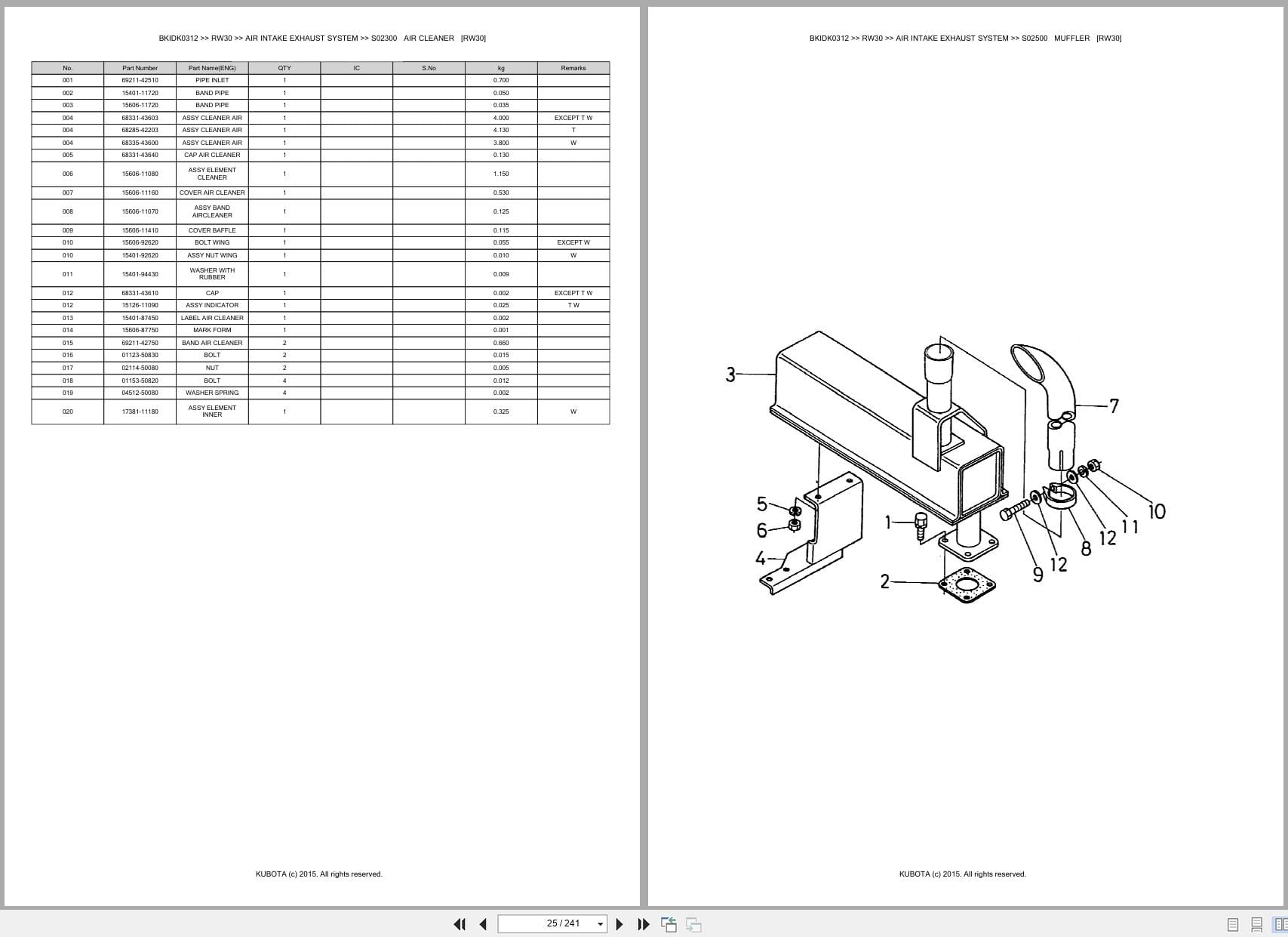 Kubota Backhoe Loader RW30 Australia Parts Catalog (2)