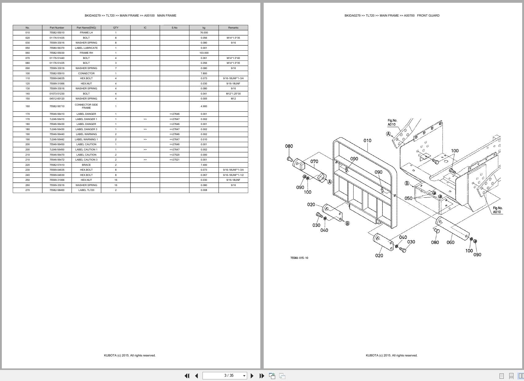 Kubota Backhoe Loader TL720 Australia Parts Catalog (2)