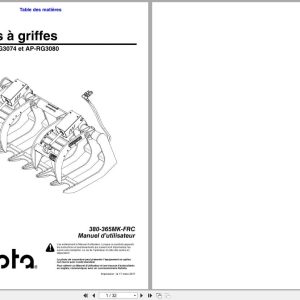 Kubota Claw Grapples AP RG3068 AP RG3074 AP RG3080 Operator Manual 380 365MK FRC FR (1)