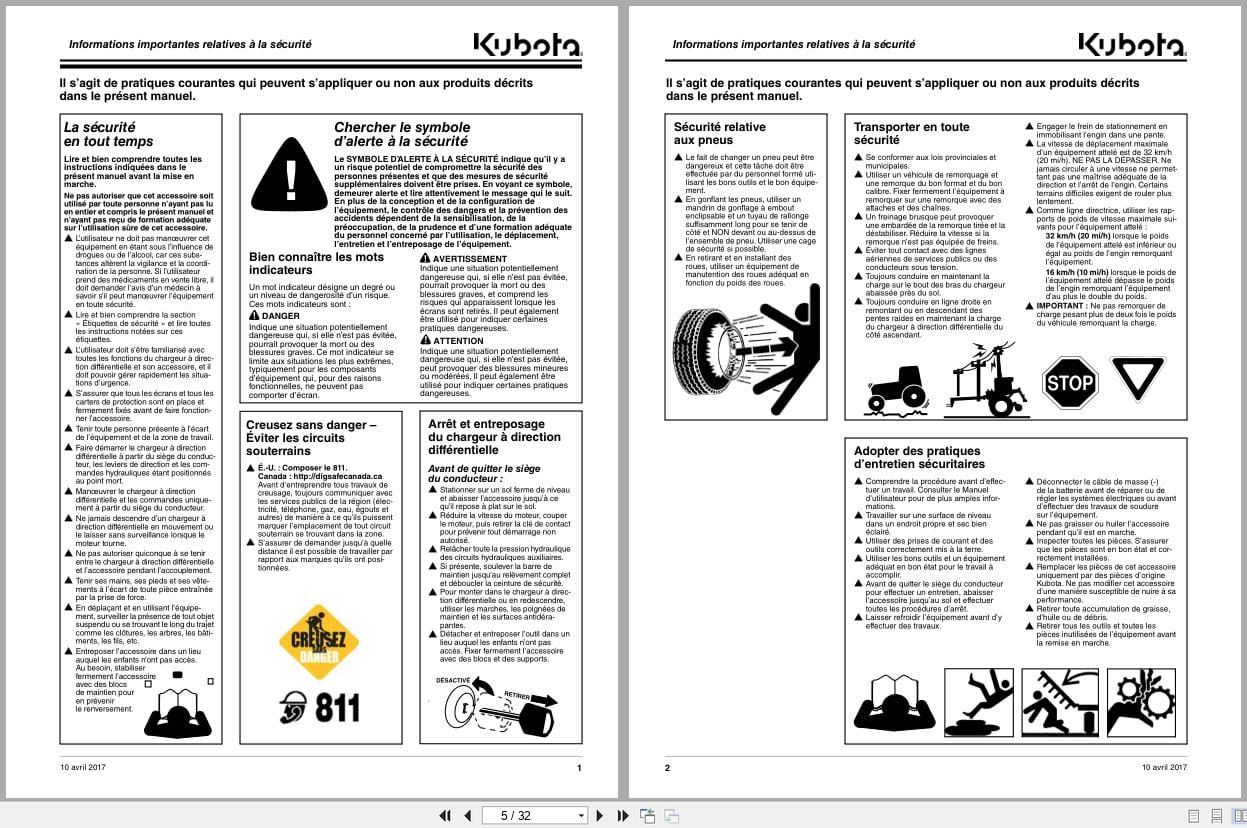 Kubota Claw Grapples AP RG3068 AP RG3074 AP RG3080 Operator Manual 380 365MK FRC FR (2)