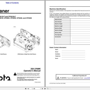 Kubota Cold Planer AP CP30 Series Operators Manual 350 376MK (1)