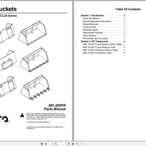 Kubota Compact Buckets AP CL14 AP CL24 Series Parts Manual 381 295PK (1)