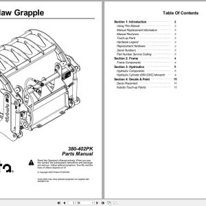 Kubota Compact Claw Grapple AP CGC1040 Parts Manual 380 402PK (1)