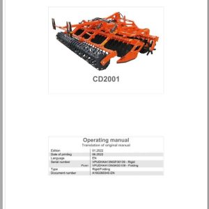 Kubota Compact Disc CD2001 Operating Manual A160288340.EN (1)