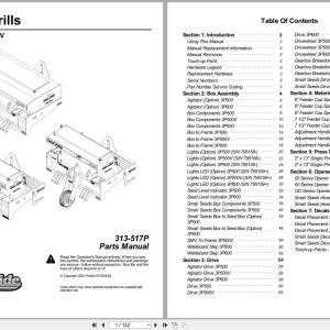 Kubota Compact Drills 3P500 3P600 3P500V Parts Manual 313 517P (1)