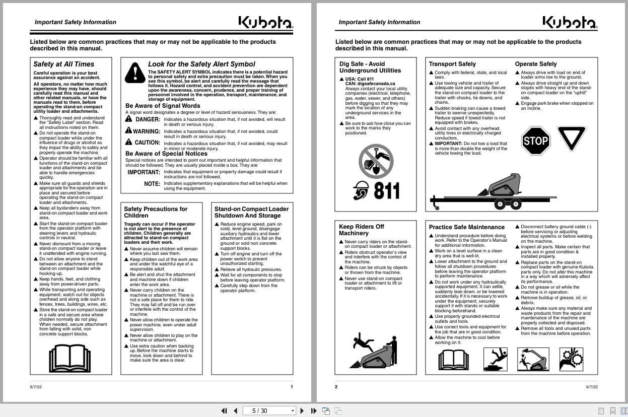 Kubota Compact High Capacity Buckets AP CL148H to AP CL148HT Operating Manual 381 295MK (2)