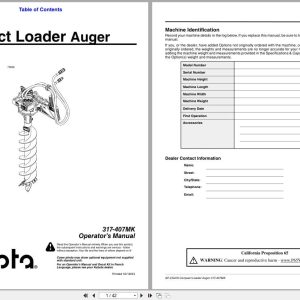 Kubota Compact Loader Auger AP CSA10 Operation Manual 317 407MK (1)