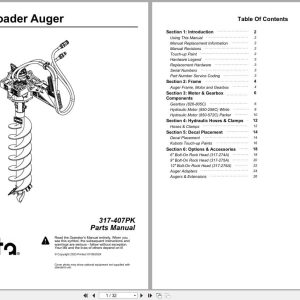 Kubota Compact Loader Auger AP CSA10 Parts Manual 317 407PK (1)