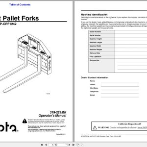 Kubota Compact Pallet Forks AP CPF1236 AP CPF1242 Operation Manual 319 221MK (1)