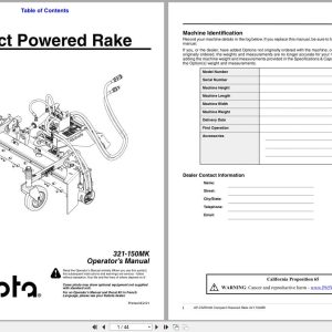 Kubota Compact Powered Rake AP CSR1048 Operating Manual 321 150MK (1)