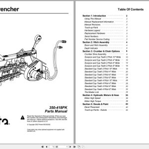 Kubota Compact Trencher AP CTR10 Series Parts Manual 350 418PK (1)