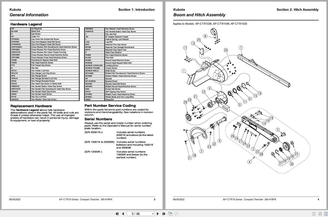 Kubota Compact Trencher AP CTR10 Series Parts Manual 350 418PK (2)