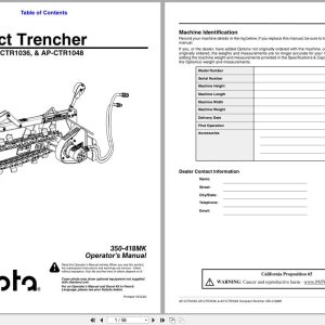 Kubota Compact Trencher AP CTR1030 AP CTR1036 AP CTR1048 Operation Manual 350 418MK (1)