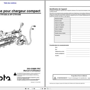 Kubota Compact Trencher AP CTR1030 AP CTR1036 AP CTR1048 Operator Manual 350 418MK FRC FR (1)