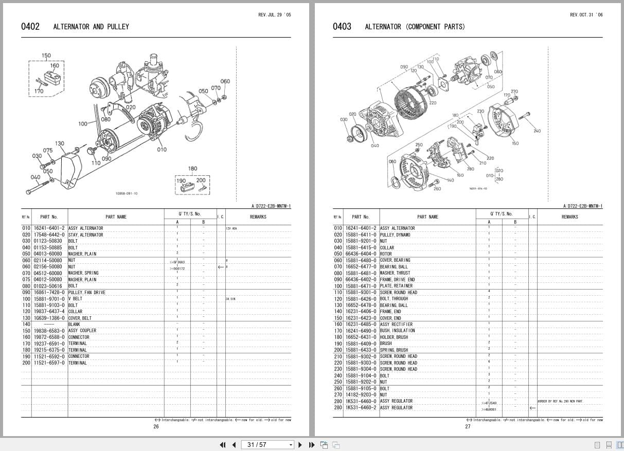 Kubota Diesel Engine D772 E2B MNTM 1 Illustrated Parts List 978P8 66170 2004 (2)