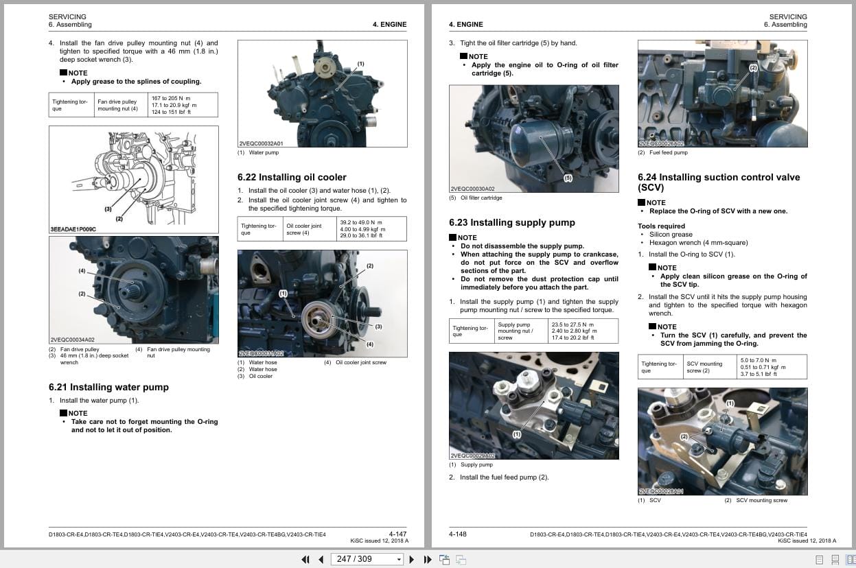 Kubota Engine D1803 CR E4 To V2403 CR TIE4 Workshop Manual 9Y111 07827 2018 (2)
