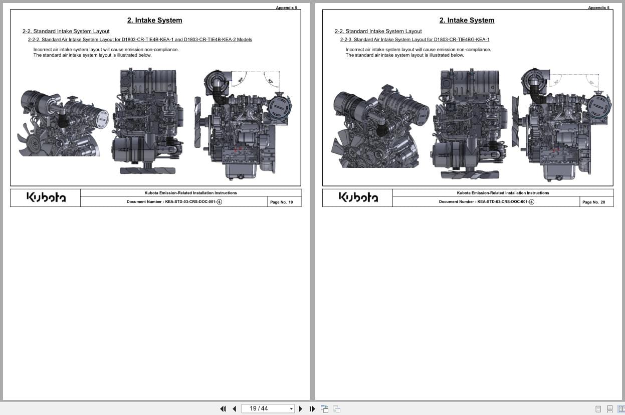 Kubota Engine D1803 CR TIE4B KEA 1 To V2403 CR TIE4BG KEA 1 Installation Instructions (2)
