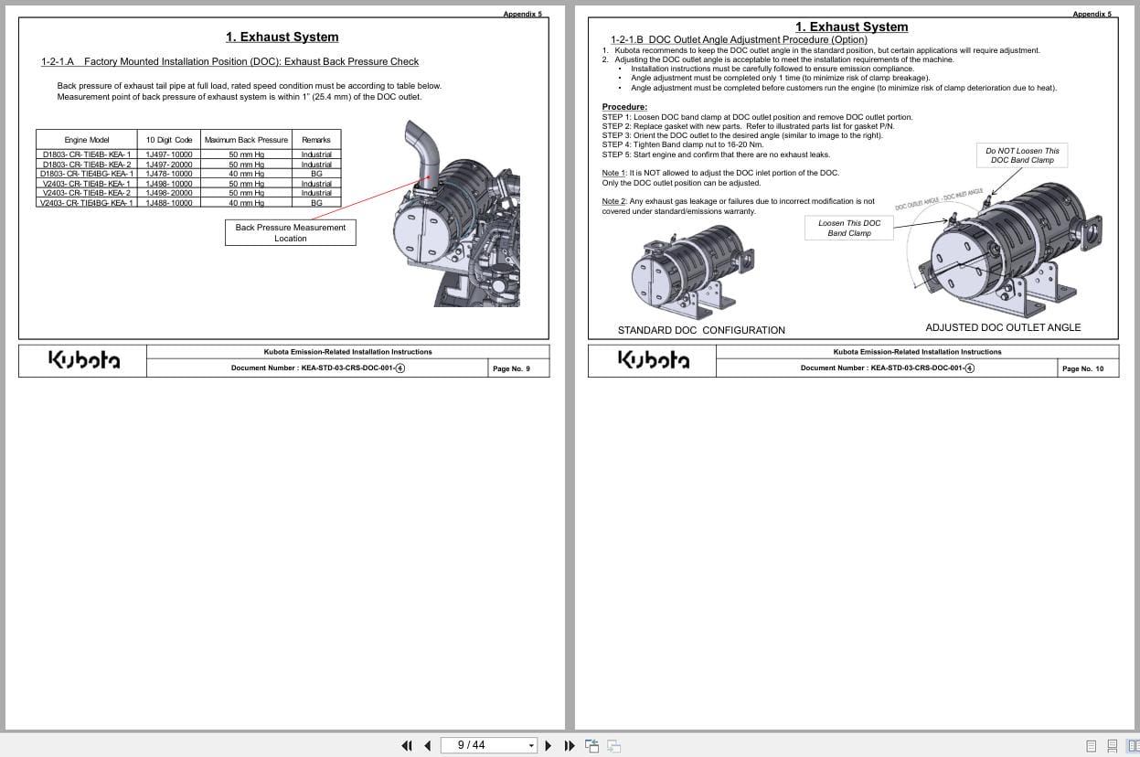 Kubota Engine D1803 CR TIE4B KEA 1 To V2403 CR TIE4BG KEA 1 Installation Instructions (3)