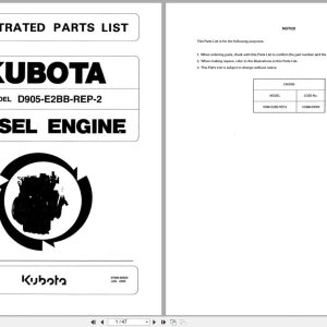 Kubota Engine D905 E2BB REP 2 Illustrated Parts List 97898 66630 2005 (1)