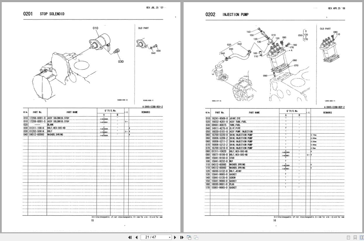 Kubota Engine D905 E2BB REP 2 Illustrated Parts List 97898 66630 2005 (2)