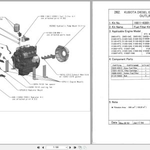 Kubota Engine V1505 E3B BRK 1 Illustrated Parts List 97898 73550 2008 EN ES FR (1)