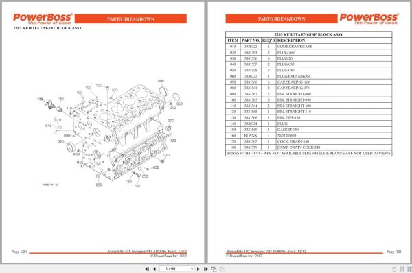 Kubota Engine V2203 Parts Catalog 4100046 2012 (1)