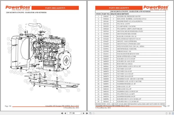 Kubota Engine V2203 Parts Catalog 4100046 2012 (2)