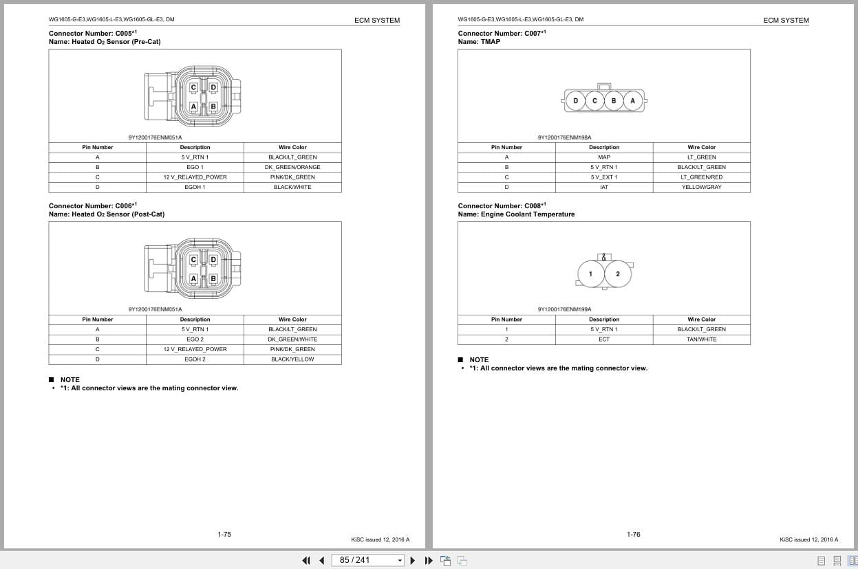 Kubota Engine WG1605 E3 ECM System Diagnosis Manual 9Y110 01763 2016 (2)