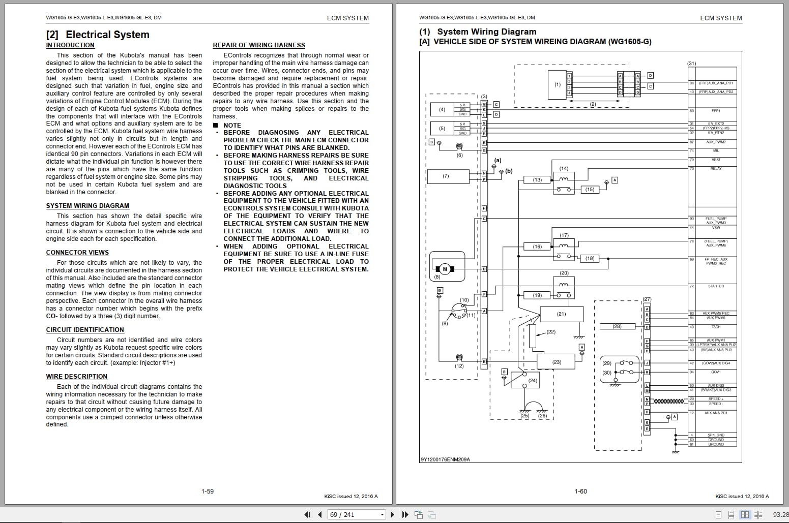Kubota Engine WG1605 E3 ECM System Diagnosis Manual 9Y110 01763 2016 (4)