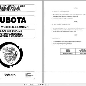 Kubota Engine WG1605 G E3 MNTM 1 Illustrated Parts List 97898 84850 2013 EN ES FR (1)