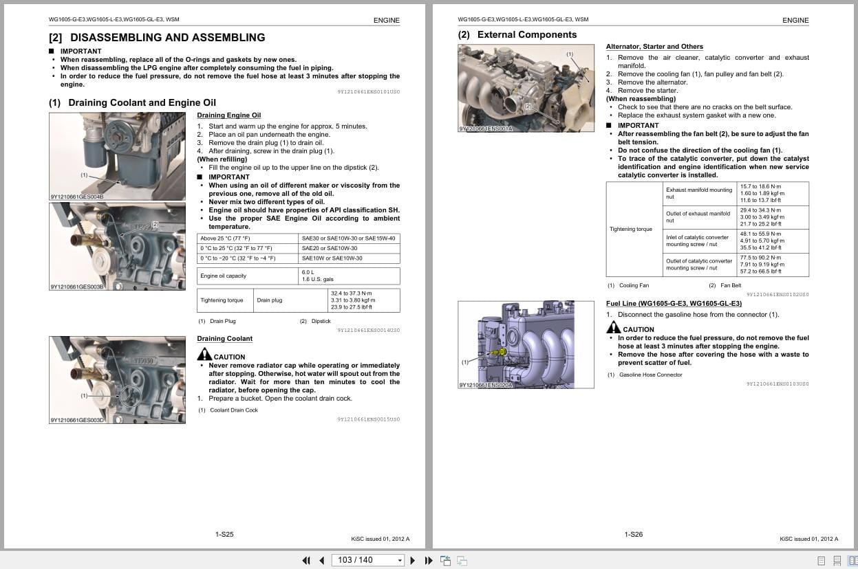 Kubota Engine WG1605 G E3 WG1605 L E3 WG1605 GL E3 Workshop Manual 9Y111 06610 2012 (3)