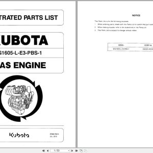 Kubota Engine WG1605 L E3 PBS 1 Illustrated Parts List 97898 79910 2012 (1)