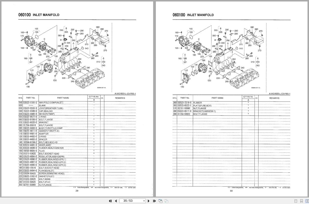 Kubota Engine WG1605 L E3 PBS 1 Illustrated Parts List 97898 79910 2012 (3)