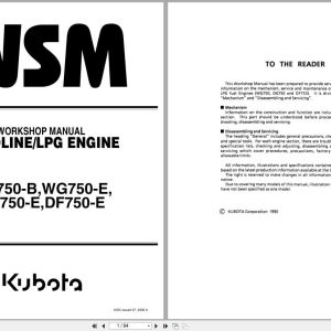 Kubota Engine WG750 B WG750 E DG750 E DF750 E Workshop Manual 9Y011 00643 2006 (1)