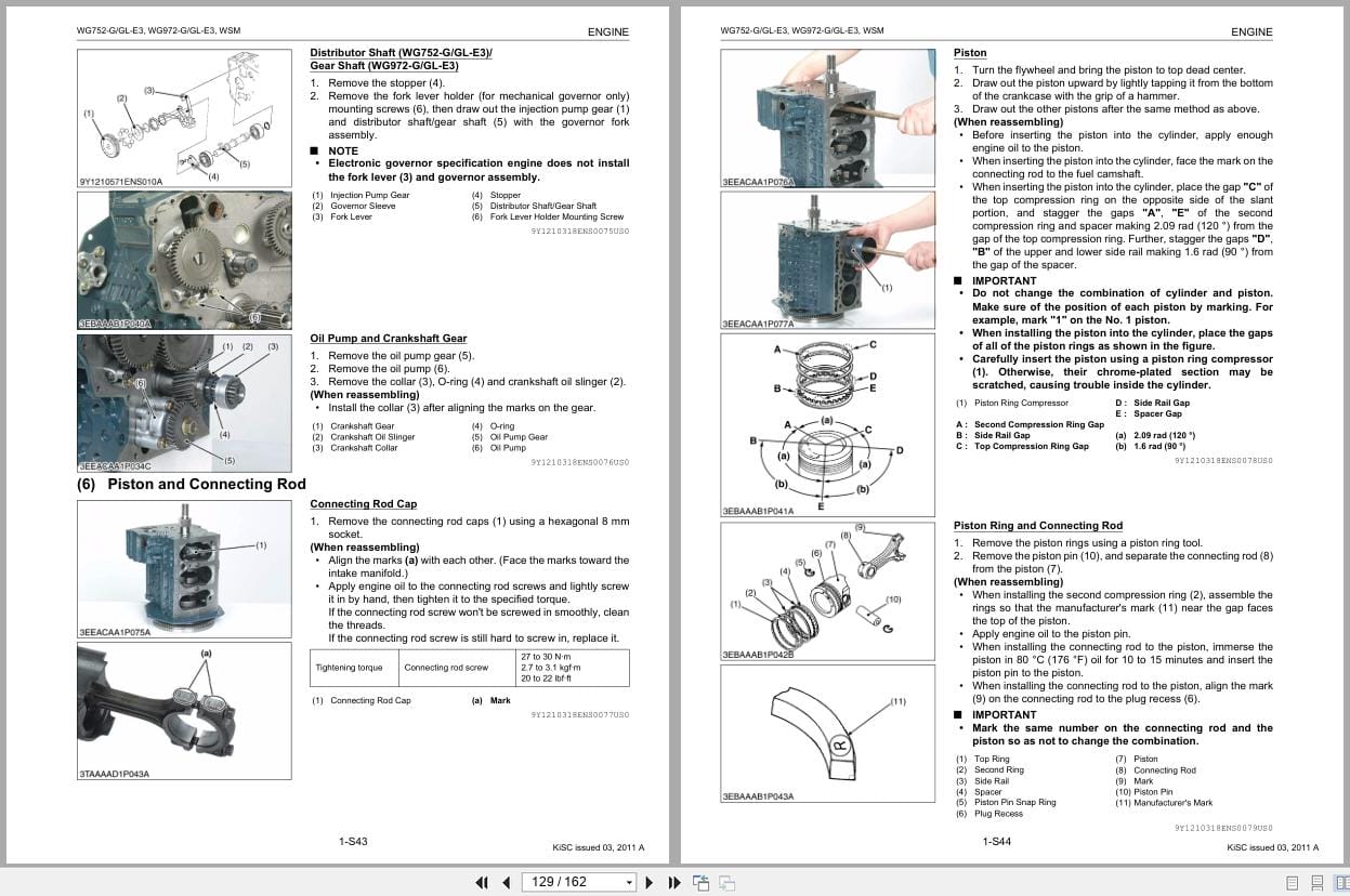 Kubota Engine WG752 G E3 To WG972 GL E3 Workshop Manual 9Y111 05710 2011 (3)