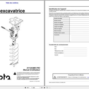 Kubota Excavator Auger AP EA35 Operator Manual 317 253MK FRC FR (1)